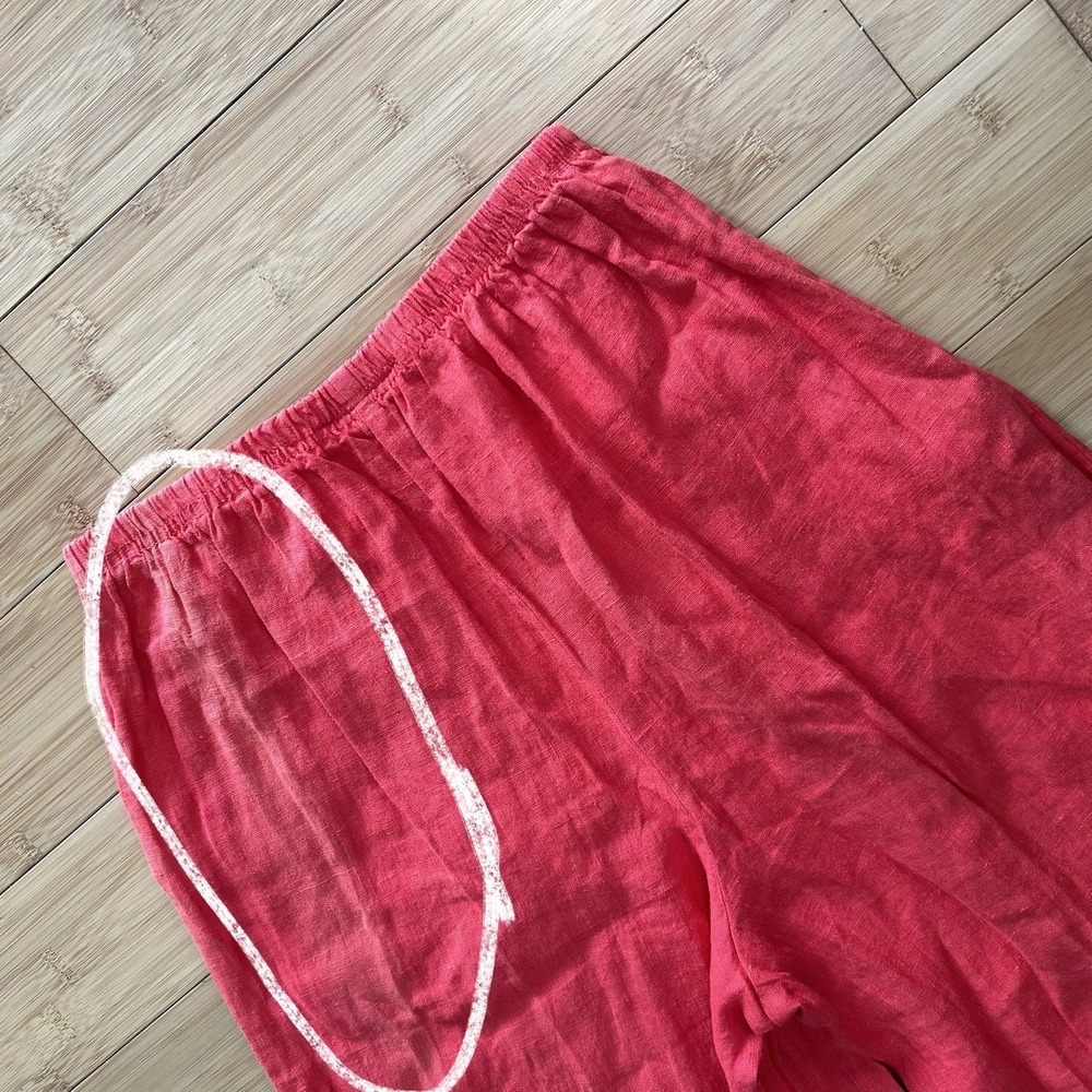 Willow Womens Red Linen Boho Pants Small Cropped Bohemian Hippie Artsy Pull On * - Picture 10 of 11
